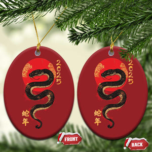 Year Of The Snake 2025 Christmas Ornament Lunar New Year Chinese Snake TS09 Oval Red Print Your Wear