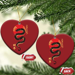 Year Of The Snake 2025 Christmas Ornament Lunar New Year Chinese Snake TS09 Heart Red Print Your Wear