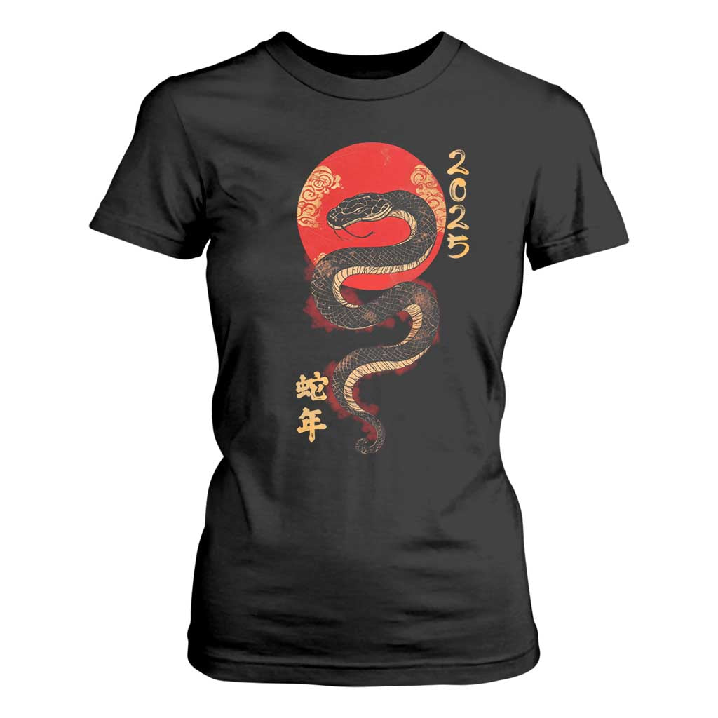 Year Of The Snake 2025 T Shirt For Women Lunar New Year Chinese Snake TS09 Black Print Your Wear