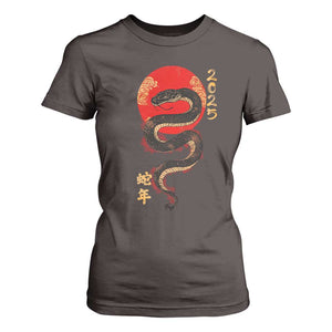 Year Of The Snake 2025 T Shirt For Women Lunar New Year Chinese Snake TS09 Dark Chocolate Print Your Wear