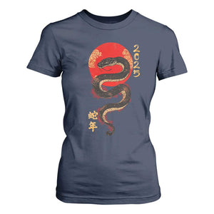 Year Of The Snake 2025 T Shirt For Women Lunar New Year Chinese Snake TS09 Navy Print Your Wear