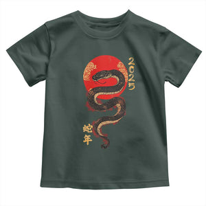 Year Of The Snake 2025 Toddler T Shirt Lunar New Year Chinese Snake TS09 Dark Forest Green Print Your Wear