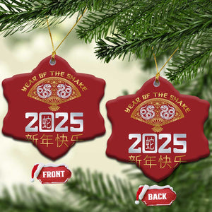 Year Of The Snake 2025 Christmas Ornament Happy New Year Chinese China TS09 Snow Flake Red Print Your Wear