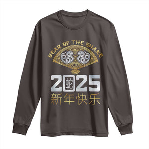 Year Of The Snake 2025 Long Sleeve Shirt Happy New Year Chinese China TS09 Dark Chocolate Print Your Wear