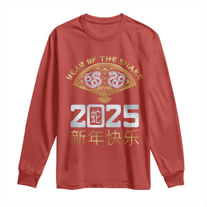 Year Of The Snake 2025 Long Sleeve Shirt Happy New Year Chinese China TS09 Red Print Your Wear