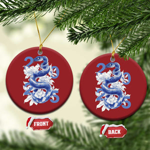 Year Of The Snake 2025 Christmas Ornament Chinese New Year Blue Snake TS09 Circle Red Print Your Wear