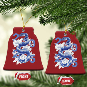 Year Of The Snake 2025 Christmas Ornament Chinese New Year Blue Snake TS09 Bell Flake Red Print Your Wear