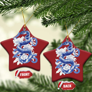 Year Of The Snake 2025 Christmas Ornament Chinese New Year Blue Snake TS09 Star Red Print Your Wear