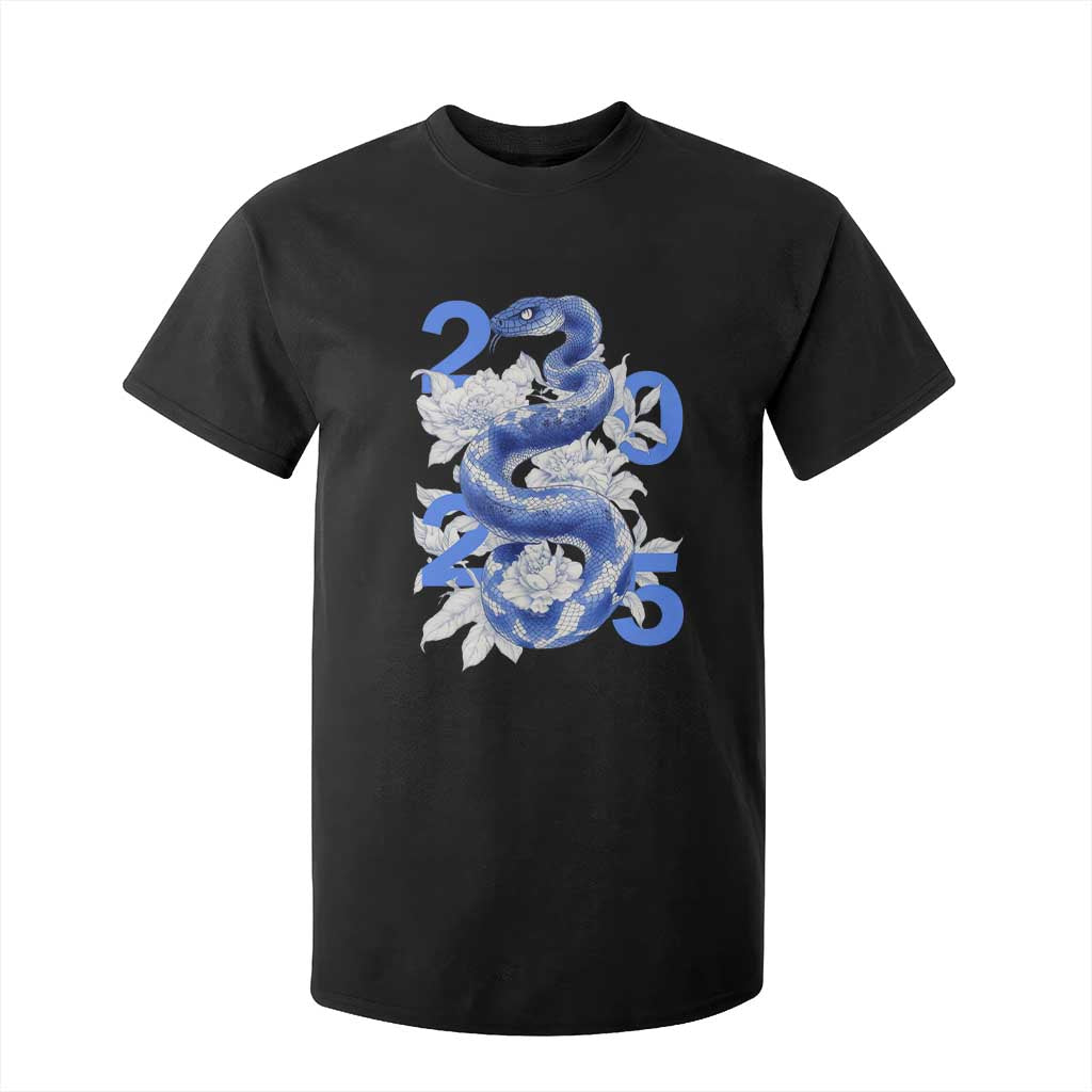 Year Of The Snake 2025 T Shirt For Kid Chinese New Year Blue Snake TS09 Black Print Your Wear