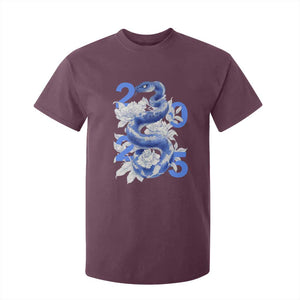 Year Of The Snake 2025 T Shirt For Kid Chinese New Year Blue Snake TS09 Maroon Print Your Wear