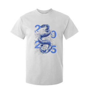 Year Of The Snake 2025 T Shirt For Kid Chinese New Year Blue Snake TS09 White Print Your Wear