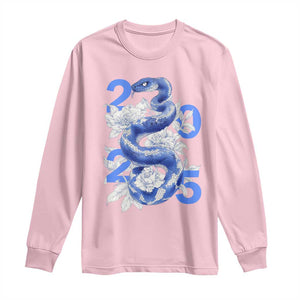 Year Of The Snake 2025 Long Sleeve Shirt Chinese New Year Blue Snake TS09 Light Pink Print Your Wear