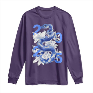 Year Of The Snake 2025 Long Sleeve Shirt Chinese New Year Blue Snake TS09 Purple Print Your Wear