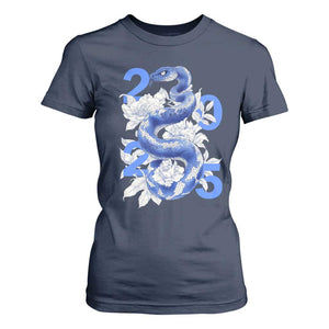 Year Of The Snake 2025 T Shirt For Women Chinese New Year Blue Snake TS09 Navy Print Your Wear