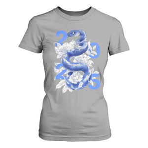 Year Of The Snake 2025 T Shirt For Women Chinese New Year Blue Snake TS09 Sport Gray Print Your Wear