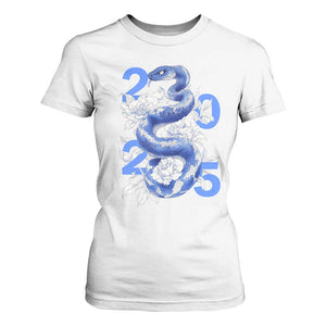 Year Of The Snake 2025 T Shirt For Women Chinese New Year Blue Snake TS09 White Print Your Wear