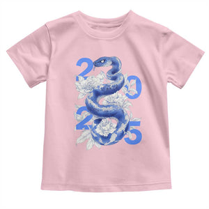 Year Of The Snake 2025 Toddler T Shirt Chinese New Year Blue Snake TS09 Light Pink Print Your Wear