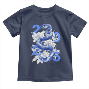 Year Of The Snake 2025 Toddler T Shirt Chinese New Year Blue Snake TS09 Navy Print Your Wear