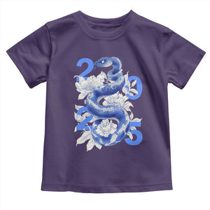 Year Of The Snake 2025 Toddler T Shirt Chinese New Year Blue Snake TS09 Purple Print Your Wear