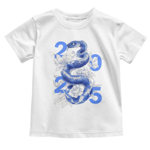 Year Of The Snake 2025 Toddler T Shirt Chinese New Year Blue Snake TS09 White Print Your Wear