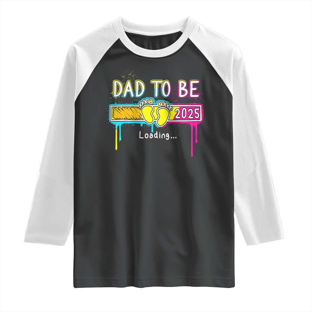 New Dad 2025 Raglan Shirt Loading Dad To Be Est 2025 TS09 Black White Print Your Wear