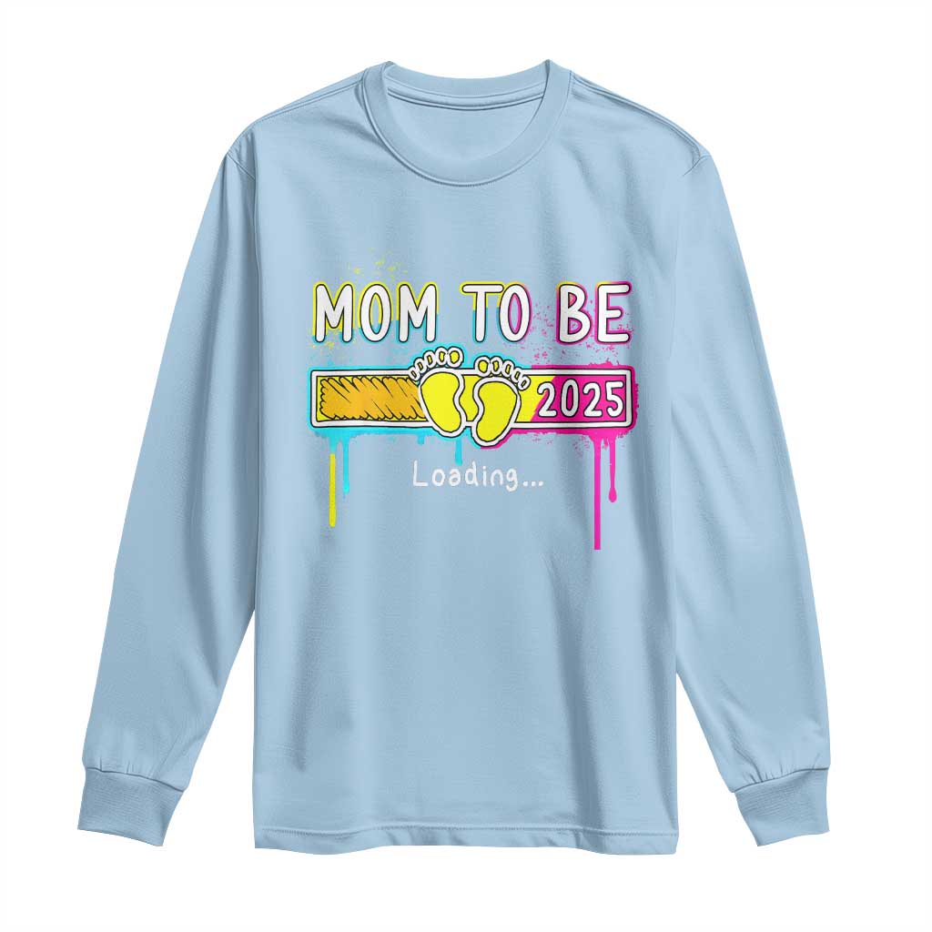 New Mom 2025 Long Sleeve Shirt Loading Mom To Be Est 2025 TS09 Light Blue Print Your Wear