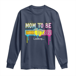 New Mom 2025 Long Sleeve Shirt Loading Mom To Be Est 2025 TS09 Navy Print Your Wear