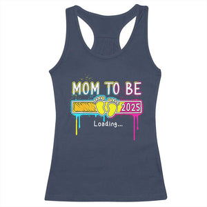 New Mom 2025 Racerback Tank Top Loading Mom To Be Est 2025 TS09 Navy Print Your Wear