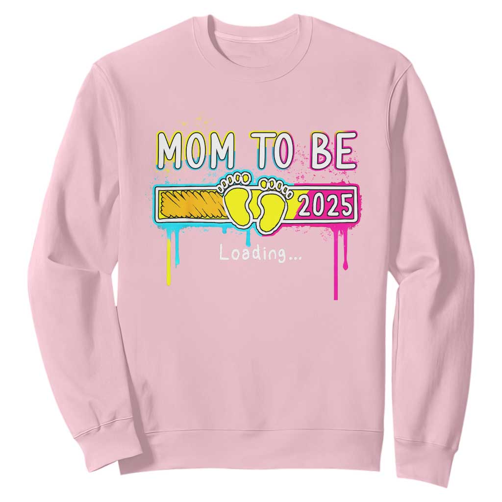 New Mom 2025 Sweatshirt Loading Mom To Be Est 2025 TS09 Light Pink Print Your Wear