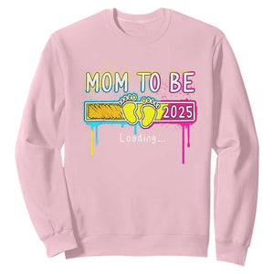 New Mom 2025 Sweatshirt Loading Mom To Be Est 2025 TS09 Light Pink Print Your Wear