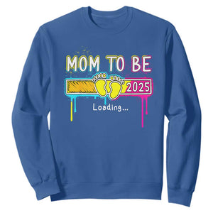 New Mom 2025 Sweatshirt Loading Mom To Be Est 2025 TS09 Royal Blue Print Your Wear