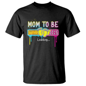 New Mom 2025 T Shirt Loading Mom To Be Est 2025 TS09 Black Print Your Wear