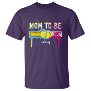 New Mom 2025 T Shirt Loading Mom To Be Est 2025 TS09 Purple Print Your Wear