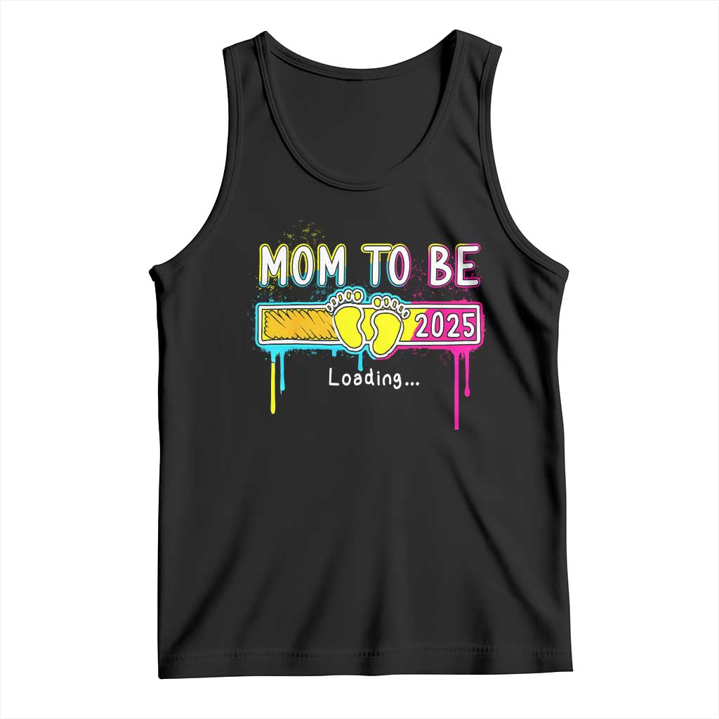 New Mom 2025 Tank Top Loading Mom To Be Est 2025 TS09 Black Print Your Wear