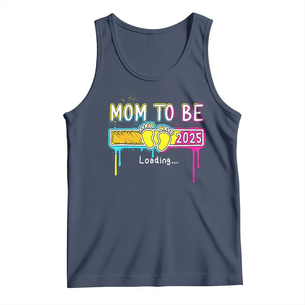 New Mom 2025 Tank Top Loading Mom To Be Est 2025 TS09 Navy Print Your Wear