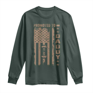 New Dad 2025 Long Sleeve Shirt Promoted To Daddy Est 2025 TS09 Dark Forest Green Print Your Wear