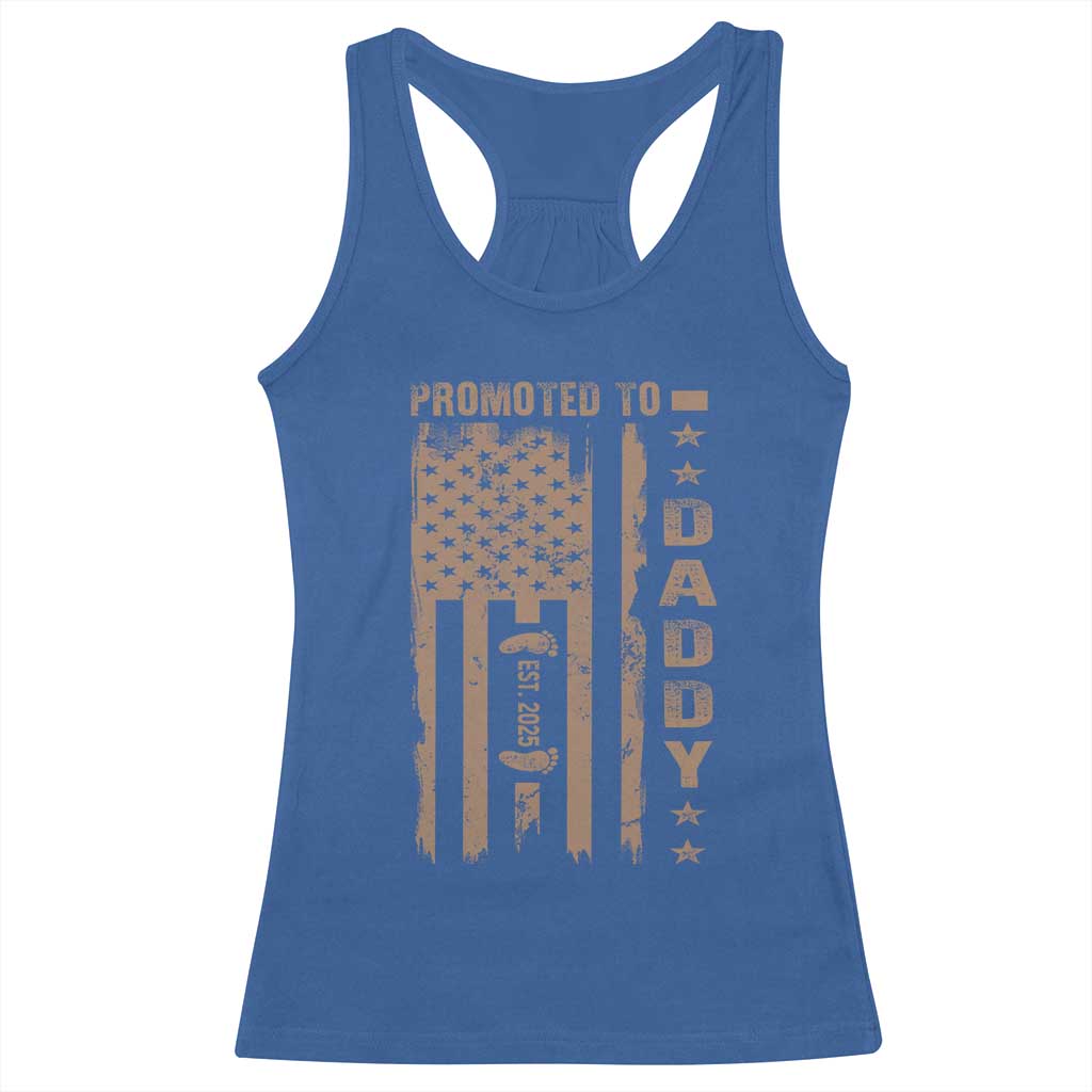 New Dad 2025 Racerback Tank Top Promoted To Daddy Est 2025 TS09 Royal Blue Print Your Wear