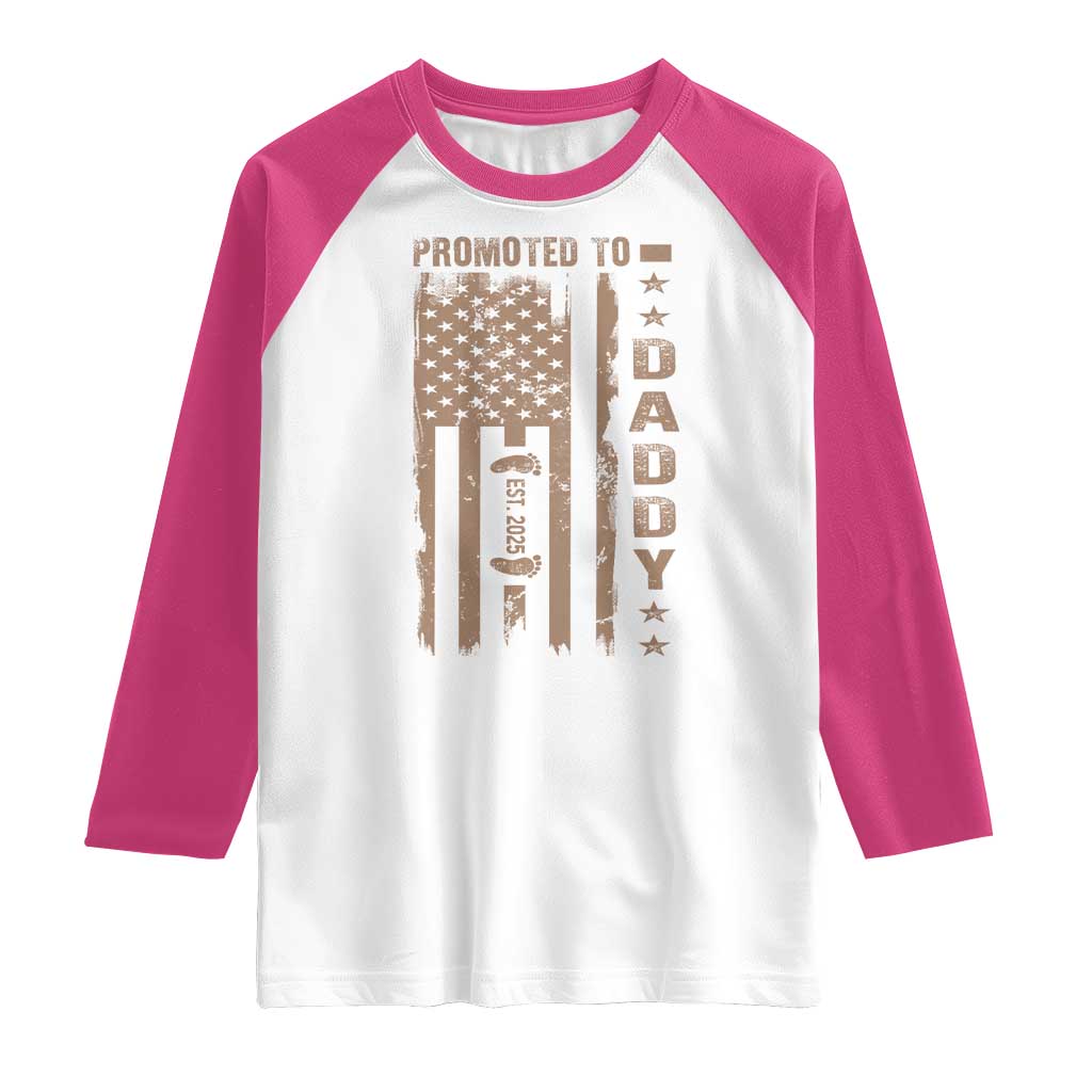 New Dad 2025 Raglan Shirt Promoted To Daddy Est 2025 TS09 White Heliconia Print Your Wear