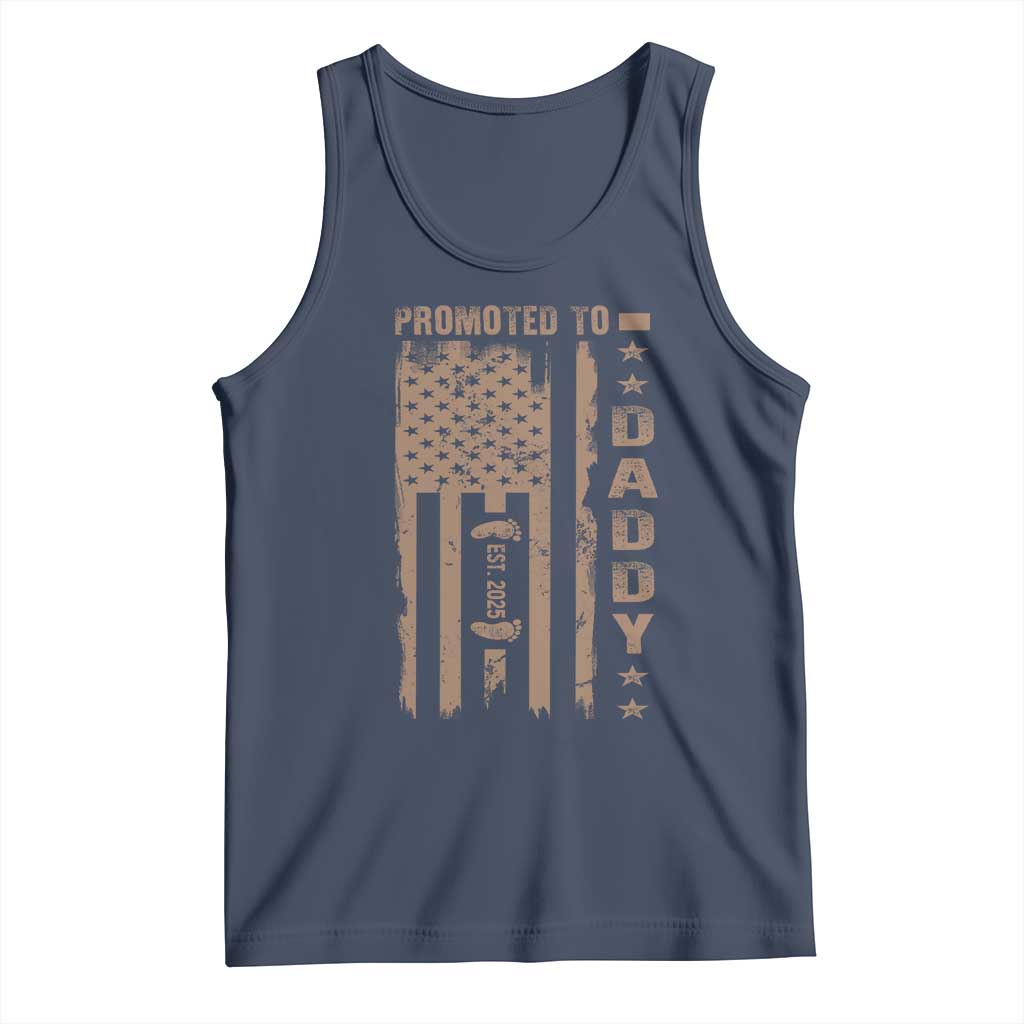 New Dad 2025 Tank Top Promoted To Daddy Est 2025 TS09 Navy Print Your Wear