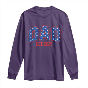 Dad Est 2025 Long Sleeve Shirt Patriotic America Flag New Father TS09 Purple Print Your Wear