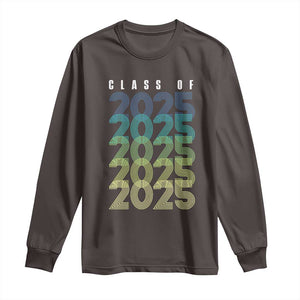 Graduation Long Sleeve Shirt Class Of 2025 Retro TS09 Dark Chocolate Print Your Wear