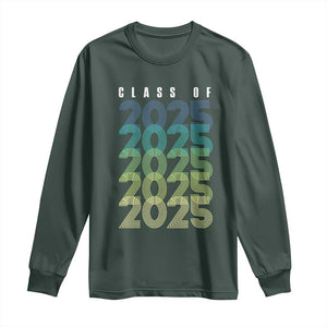 Graduation Long Sleeve Shirt Class Of 2025 Retro TS09 Dark Forest Green Print Your Wear