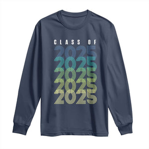 Graduation Long Sleeve Shirt Class Of 2025 Retro TS09 Navy Print Your Wear