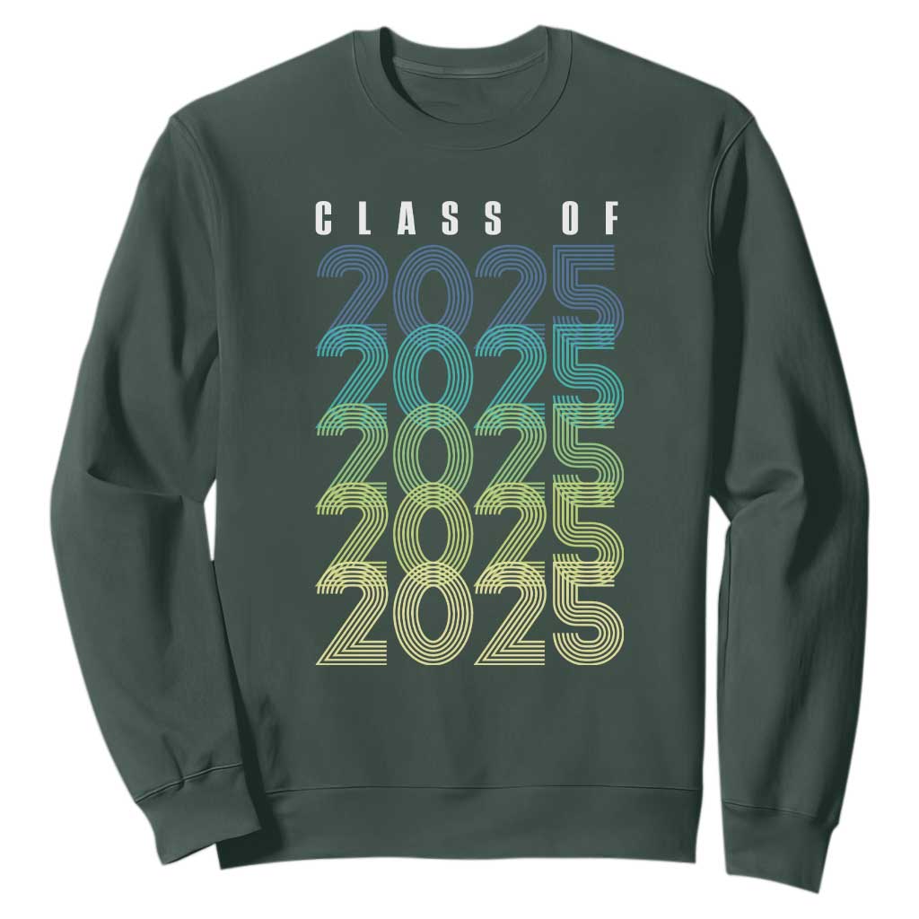 Graduation Sweatshirt Class Of 2025 Retro TS09 Dark Forest Green Print Your Wear