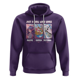 Just A Girl Who Loves Anime Ramen And Sketching Hoodie TS09 Purple Printyourwear