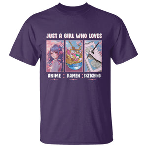 Just A Girl Who Loves Anime Ramen And Sketching T Shirt TS09 Purple Printyourwear