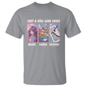 Just A Girl Who Loves Anime Ramen And Sketching T Shirt TS09 Sport Gray Printyourwear