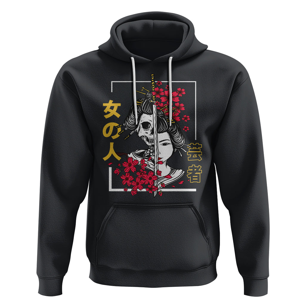 Japanese Samurai Hoodie Floral Warrior Geisha Woman Tokyo Anime TS09 Black Printyourwear