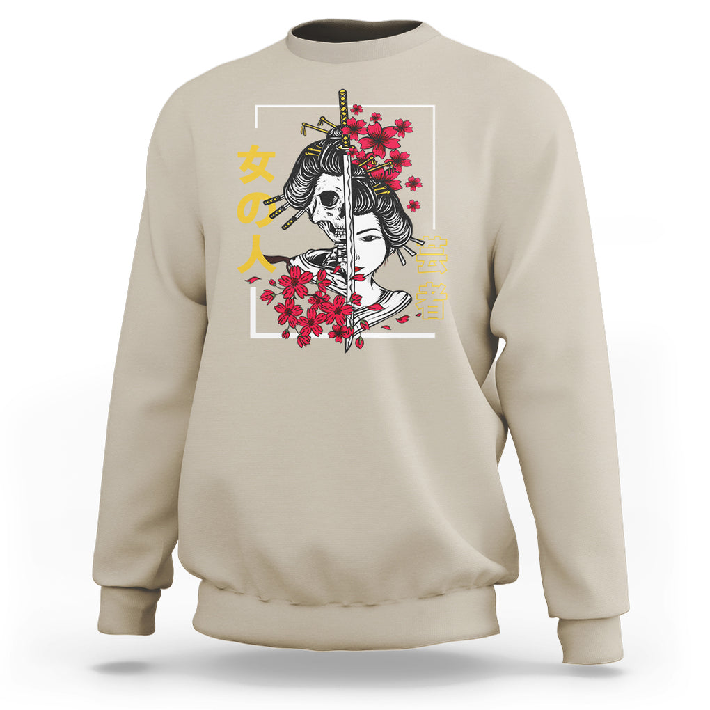 Japanese Samurai Sweatshirt Floral Warrior Geisha Woman Tokyo Anime TS09 Sand Printyourwear