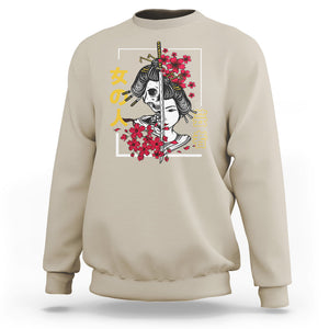 Japanese Samurai Sweatshirt Floral Warrior Geisha Woman Tokyo Anime TS09 Sand Printyourwear
